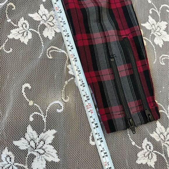 T by Alexander Wang Fitted Stretch Plaid Leggings with Zippers Sz 2 - Picture 13 of 14